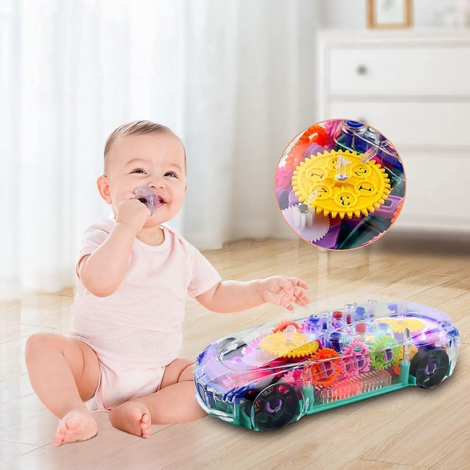Automatic 360 Degree Rotating Transparent Gear Concept Car with Musical and 3D Flashing Lights Toy for Kids Boys & Girls (Multicolor / Battery Not Included) Automatic 360 Degree Rotating Transparent Gear Concept Car with Musical and 3D Flashing Lights Toy for Kids Boys & Girls (Multicolor / Battery Not Included)